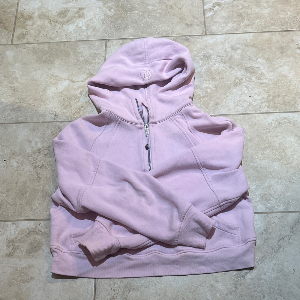 lululemon athletica scuba oversized half zip hoodie light pink size xs/s